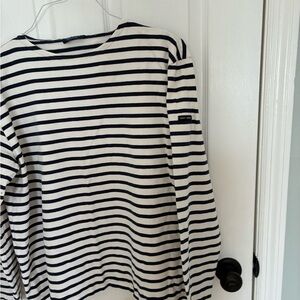 Saint James Navy and White Striped Boatneck Top